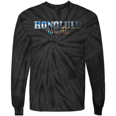 Honolulu Hawaii Hawaiian Islands Surf Surfing Surfer Gift Tie-Dye Long Sleeve Shirt