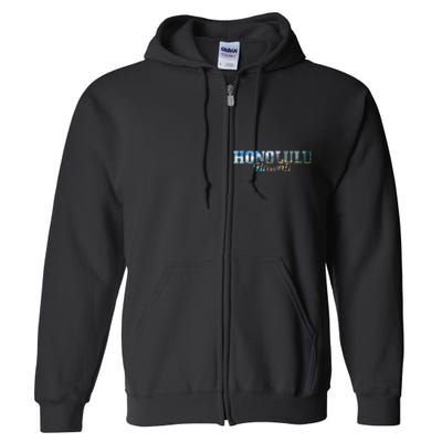 Honolulu Hawaii Hawaiian Islands Surf Surfing Surfer Gift Full Zip Hoodie