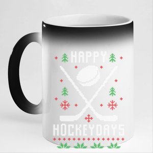 Happy Hockeydays Hockey Xmas Christmas Funny Gift Gift 11oz Black Color Changing Mug