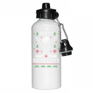 Happy Hockeydays Hockey Xmas Christmas Funny Gift Gift Aluminum Water Bottle