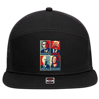 Hope Hate Heal Grow 2024 7 Panel Mesh Trucker Snapback Hat