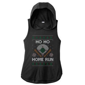 Ho Ho Homerun Baseball Ugly Christmas Party Hitter Gift Ladies PosiCharge Tri-Blend Wicking Draft Hoodie Tank