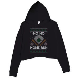 Ho Ho Homerun Baseball Ugly Christmas Party Hitter Gift Crop Fleece Hoodie