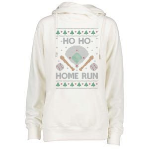 Ho Ho Homerun Baseball Ugly Christmas Party Hitter Gift Womens Funnel Neck Pullover Hood