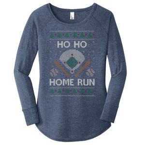 Ho Ho Homerun Baseball Ugly Christmas Party Hitter Gift Women's Perfect Tri Tunic Long Sleeve Shirt