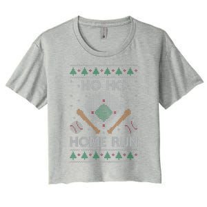 Ho Ho Homerun Baseball Ugly Christmas Party Hitter Gift Women's Crop Top Tee