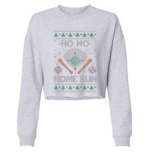 Ho Ho Homerun Baseball Ugly Christmas Party Hitter Gift Cropped Pullover Crew