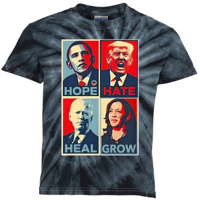 Hope Hate Heal Grow Kids Tie-Dye T-Shirt