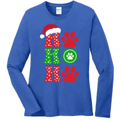 Ho Ho Ho Paw Cute Pet Lover Christmas Holiday Gift Ladies Long Sleeve Shirt