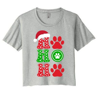 Ho Ho Ho Paw Cute Pet Lover Christmas Holiday Gift Women's Crop Top Tee