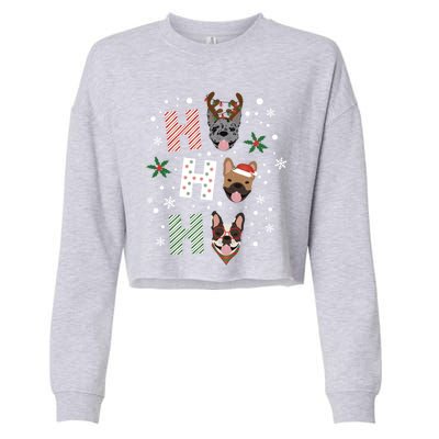 Ho Ho Ho French Bulldogs Christmas Frenchie Cute Dog Holiday Gift Cropped Pullover Crew