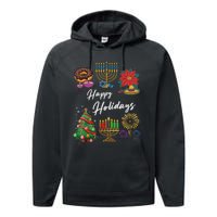 Happy Holidays Hanukkah Feliz Navidad Christmas Kwanzaa Performance Fleece Hoodie