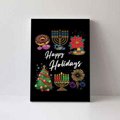 Happy Holidays Hanukkah Feliz Navidad Christmas Kwanzaa Canvas