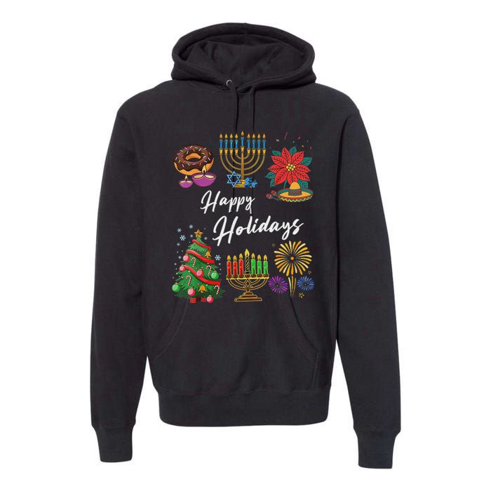 Happy Holidays Hanukkah Feliz Navidad Christmas Kwanzaa Premium Hoodie