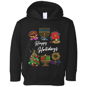 Happy Holidays Hanukkah Feliz Navidad Christmas Kwanzaa Toddler Hoodie