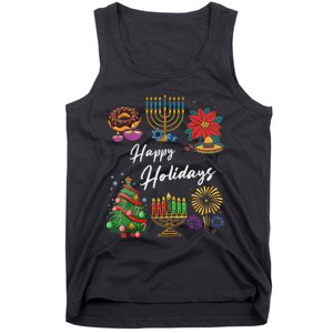 Happy Holidays Hanukkah Feliz Navidad Christmas Kwanzaa Tank Top