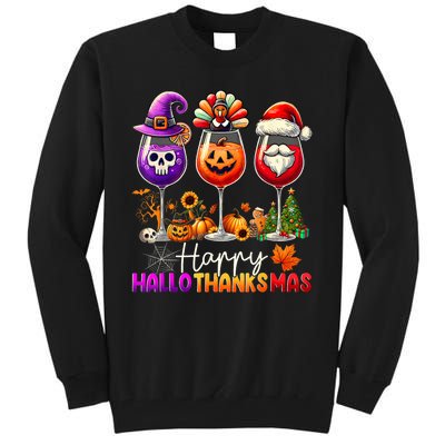 Happy Hallothanksmas Halloween Thanksgiving Christmas Tall Sweatshirt