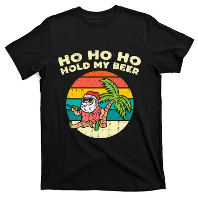 Ho Ho Hold My Beer Santa Beach Christmas In July Drinking T-Shirt