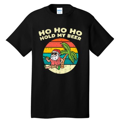 Ho Ho Hold My Beer Santa Beach Christmas In July Drinking Tall T-Shirt