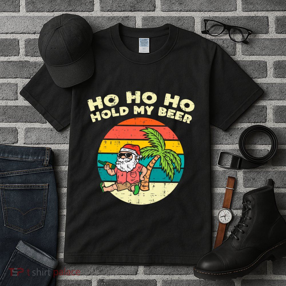 Ho Ho Hold My Beer Santa Beach Christmas In July Drinking Tall T-Shirt