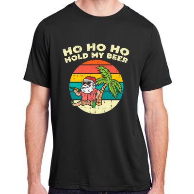 Ho Ho Hold My Beer Santa Beach Christmas In July Drinking Adult ChromaSoft Performance T-Shirt