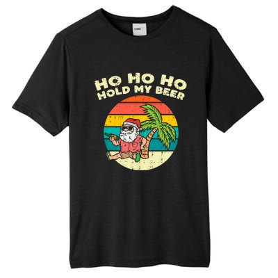 Ho Ho Hold My Beer Santa Beach Christmas In July Drinking Tall Fusion ChromaSoft Performance T-Shirt