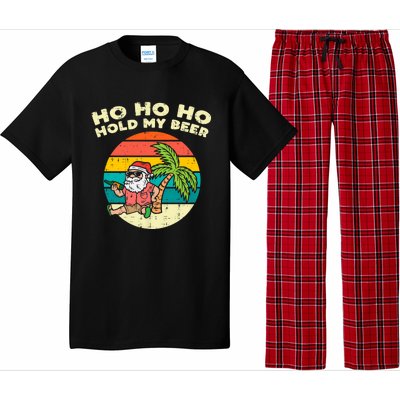 Ho Ho Hold My Beer Santa Beach Christmas In July Drinking Pajama Set