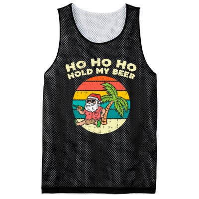 Ho Ho Hold My Beer Santa Beach Christmas In July Drinking Mesh Reversible Basketball Jersey Tank