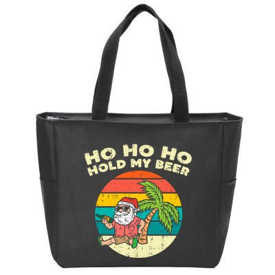 Ho Ho Hold My Beer Santa Beach Christmas In July Drinking Zip Tote Bag