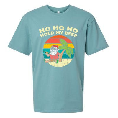 Ho Ho Hold My Beer Santa Beach Christmas In July Drinking Sueded Cloud Jersey T-Shirt