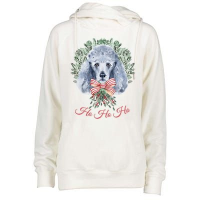 Ho Ho Ho Poodle Christmas Cute Gift Womens Funnel Neck Pullover Hood