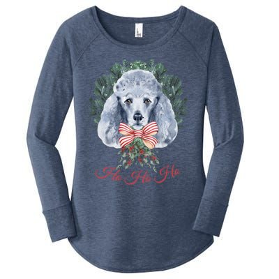 Ho Ho Ho Poodle Christmas Cute Gift Women's Perfect Tri Tunic Long Sleeve Shirt