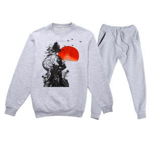 Halloween Hangover Human Tree Graphic Premium Crewneck Sweatsuit Set