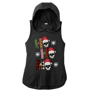 Ho Ho Ho Santa XMas Skulls Ladies PosiCharge Tri-Blend Wicking Draft Hoodie Tank