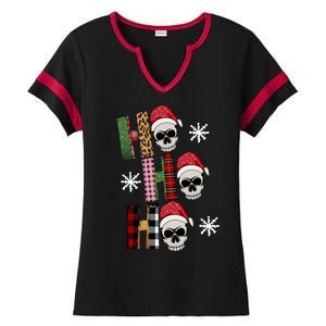 Ho Ho Ho Santa XMas Skulls Ladies Halftime Notch Neck Tee