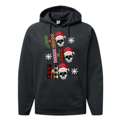 Ho Ho Ho Santa XMas Skulls Performance Fleece Hoodie