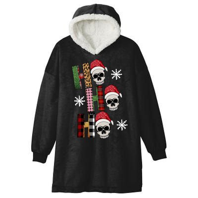 Ho Ho Ho Santa XMas Skulls Hooded Wearable Blanket