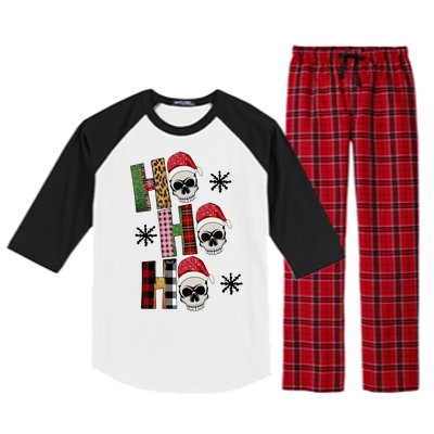 Ho Ho Ho Santa XMas Skulls Raglan Sleeve Pajama Set