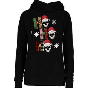 Ho Ho Ho Santa XMas Skulls Womens Funnel Neck Pullover Hood