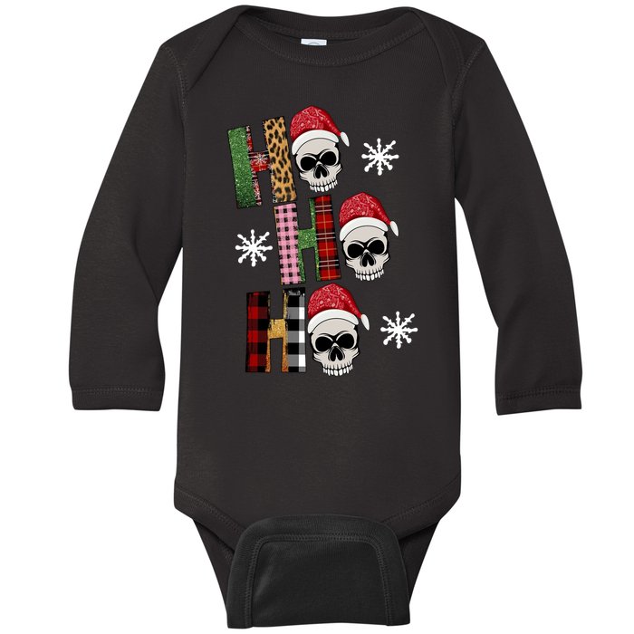 Ho Ho Ho Santa XMas Skulls Baby Long Sleeve Bodysuit