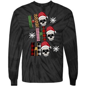 Ho Ho Ho Santa XMas Skulls Tie-Dye Long Sleeve Shirt