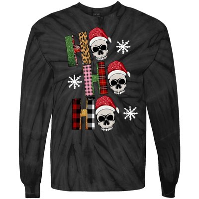 Ho Ho Ho Santa XMas Skulls Tie-Dye Long Sleeve Shirt