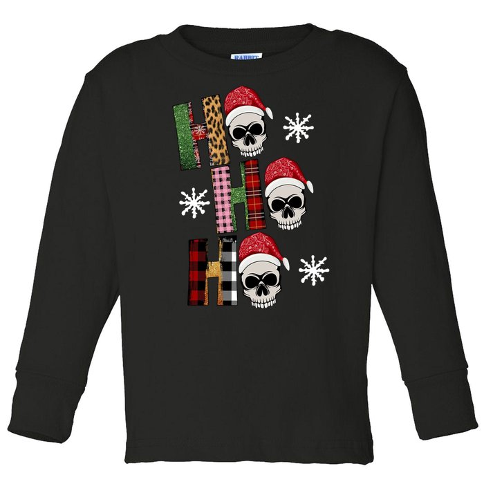 Ho Ho Ho Santa XMas Skulls Toddler Long Sleeve Shirt