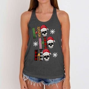 Ho Ho Ho Santa XMas Skulls Women's Knotted Racerback Tank