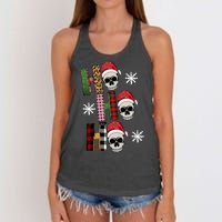 Ho Ho Ho Santa XMas Skulls Women's Knotted Racerback Tank