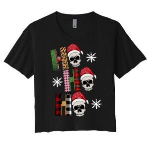 Ho Ho Ho Santa XMas Skulls Women's Crop Top Tee