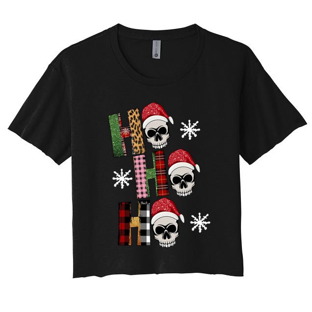 Ho Ho Ho Santa XMas Skulls Crop Top
