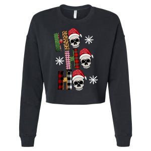 Ho Ho Ho Santa XMas Skulls Cropped Pullover Crew