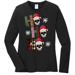 Ho Ho Ho Santa XMas Skulls Ladies Long Sleeve Shirt