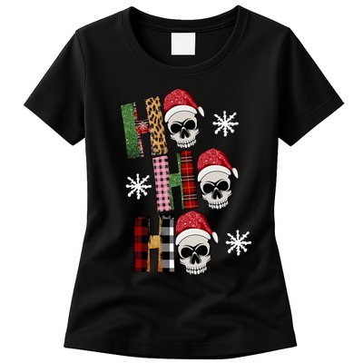 Ho Ho Ho Santa XMas Skulls Womens T-Shirt